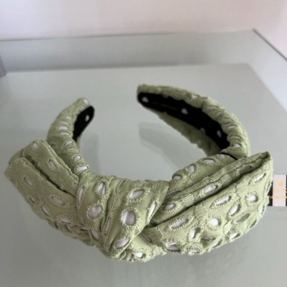 LELE SADOUGHI Sage Eyelet Holly Bow Headband